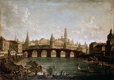 Veduta del Cremlino e del Ponte Kamenny a Mosca, anni 1810 da Fedor Yakovlevich Alekseev